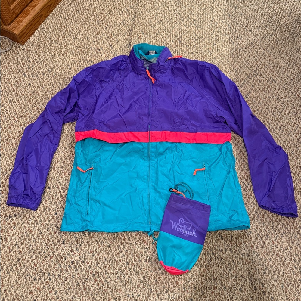 Vintage Woolrich Lightweight Collapsible Jacket Aqua Purple